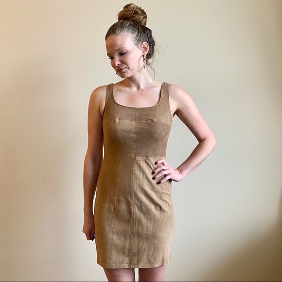 Bailey 44 ‘Nomad’ leather fitted mini dress camel - Picture 5 of 9